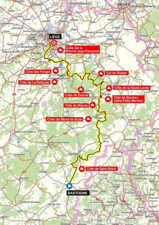 Liège-Bastogne-Liège des femmes 2025 sur la carte