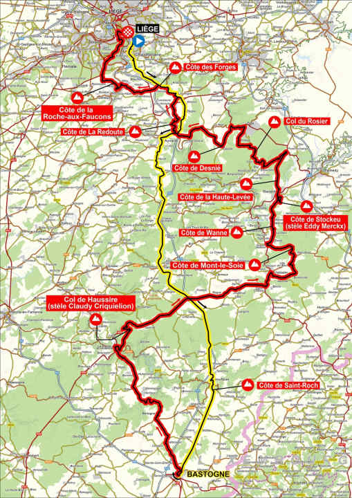 Lüttich-Bastogne-Lüttich 2025: Das Männerrennen auf der Karte
