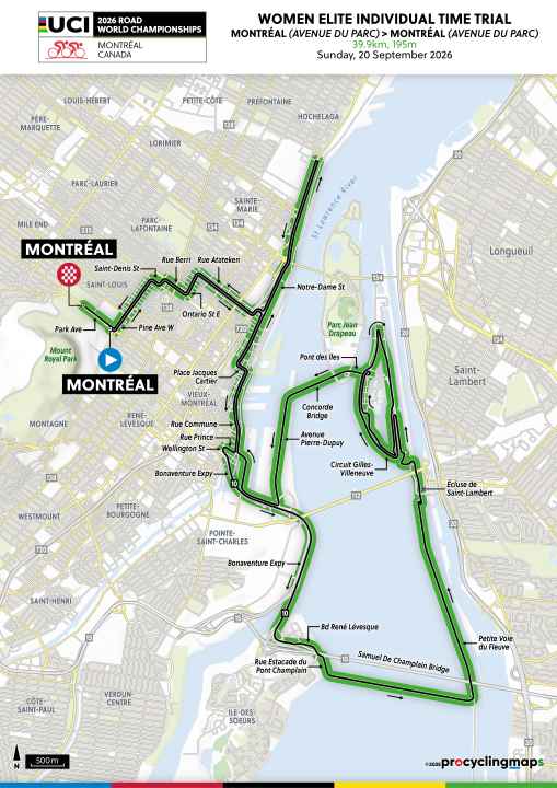 Die Strecke des Einzelzeitfahrens der Frauen - Die Strecke der Männer ist identisch