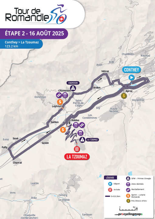Die 2. Etappe der Tour de Romandie Feminin 2025 auf der Karte