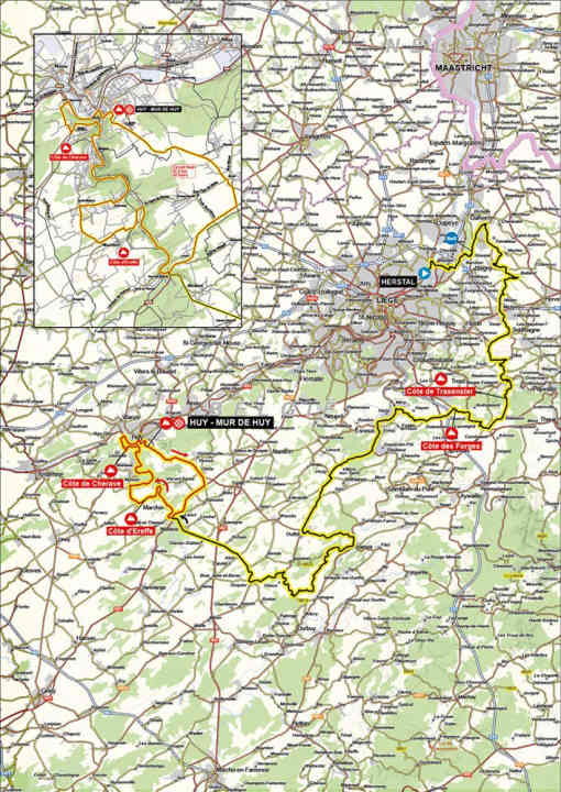 Der Flèche Wallonne 2026 auf der Karte