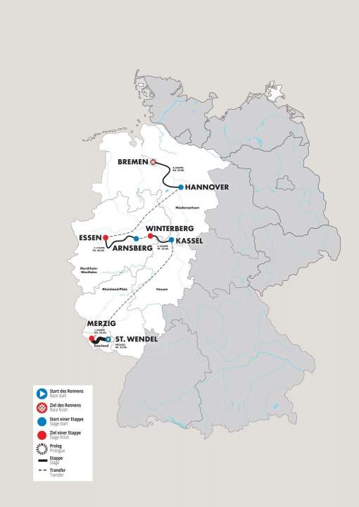 All stages of the Deutschland Tour 2023 at a glance