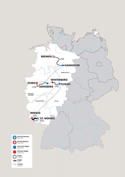 All stages of the Deutschland Tour 2023 at a glance