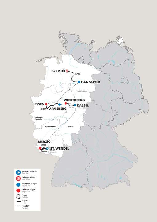 All stages of the Deutschland Tour 2023 at a glance