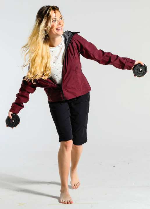 Cherokee brick is the colour of Nina's jacket.