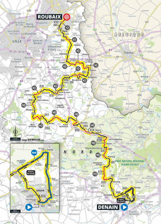 Le parcours des femmes, long de près de 125 kilomètres, mène de Denain à Roubaix.