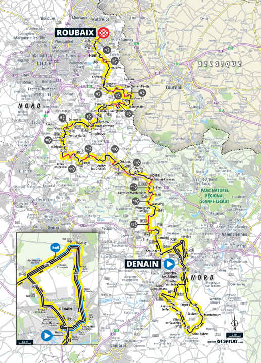 La course féminine de Paris-Roubaix sur la carte