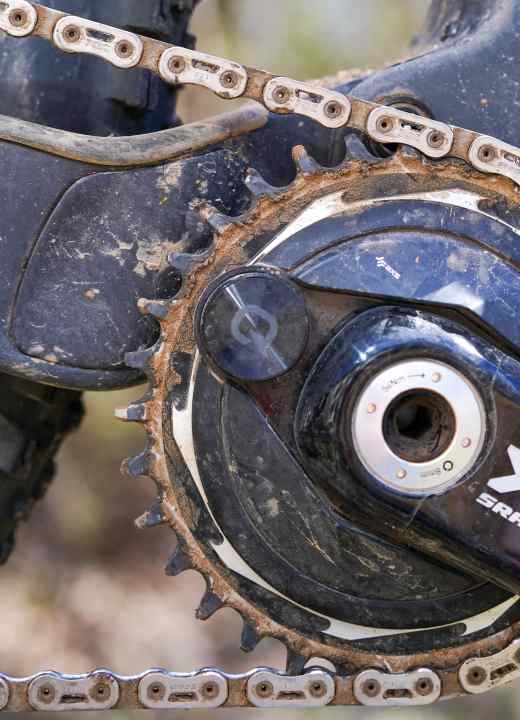 The drivetrain after the race: dirty from constant relubrication, but still fully functional and without major wear.