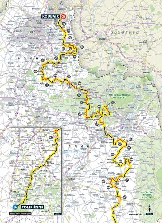 Auf den 257 Kilometern müssen die Männer insgesamt 30 Pflastersteinabschnitte bewältigen.