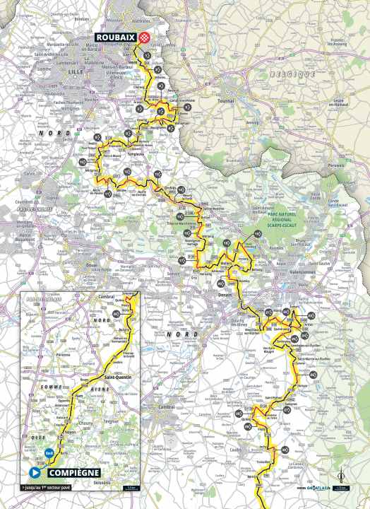 Paris-Roubaix 2025 : le parcours sur la carte