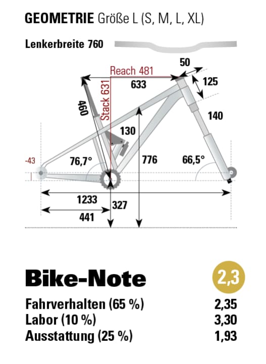 Geometrie und Endnote des Canyon Neuron LTD