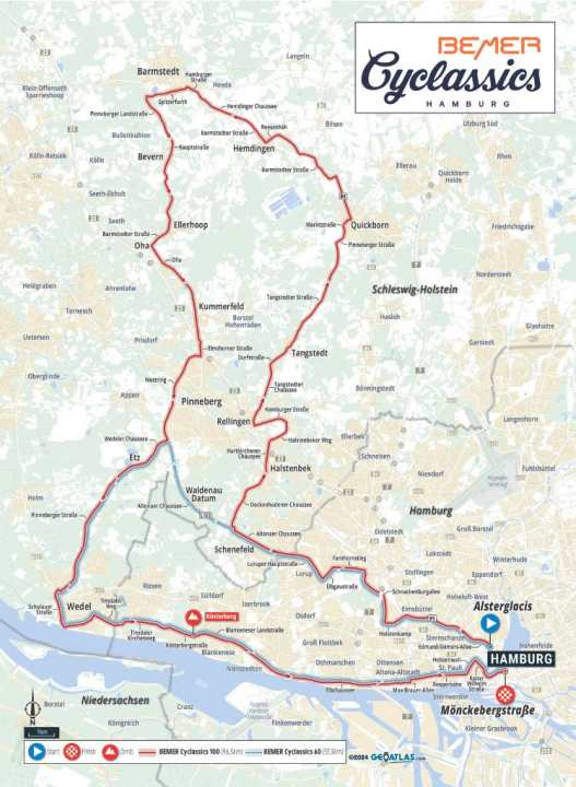 Le parcours des courses pour tous des Cyclassics Hamburg 2024