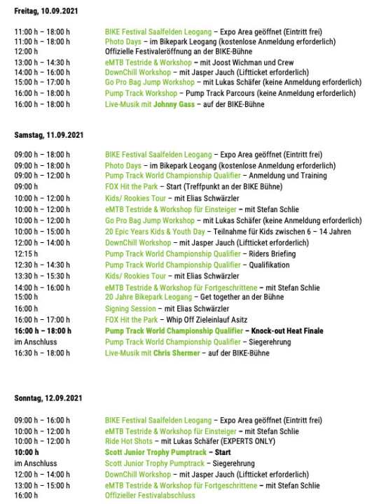 Three jam-packed days: the programme of the 2021 BIKE Festival in Leogang.