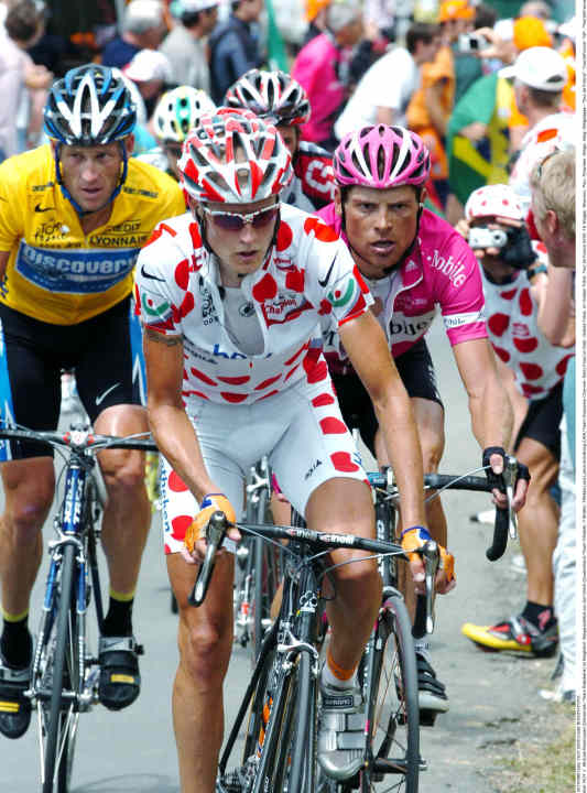   Rasmussen was at times the only threat to Lance Armstrong in the Tour 2005 mountains jersey.