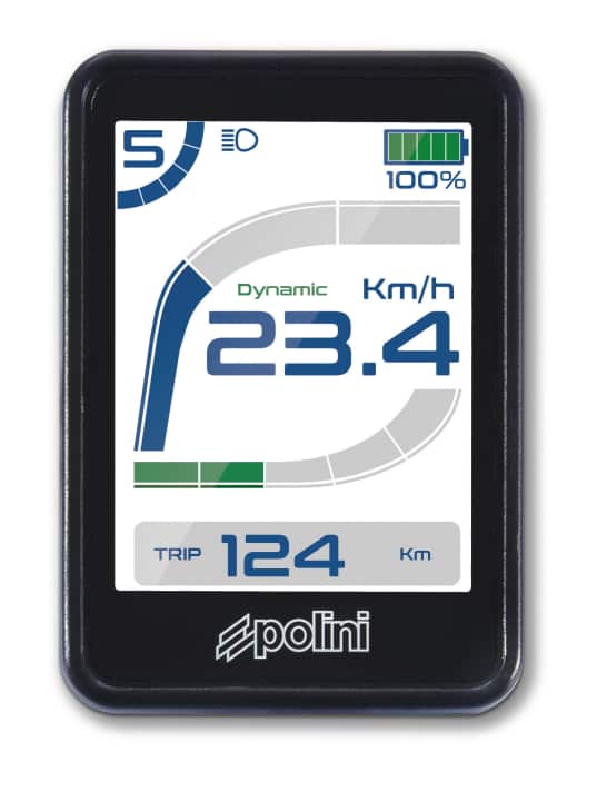   Das Farb-Display informiert nicht nur über Unterstützungsstufe und Restreichweite, sondern zeigt – wie Boschs Kiox – auch die Eigenleistung des Fahrers in Watt an.
