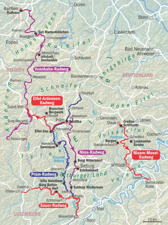 Thanks to their predominantly flat and asphalted routes, railway cycle paths are usually ideal for families. Six MYBIKE tips for the Eifel