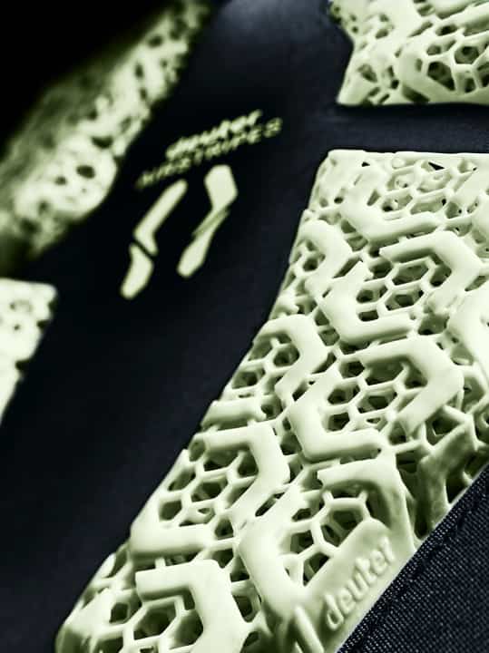 "The EPU material of the back pads adapts ideally to the shape of the body," says Deuter.