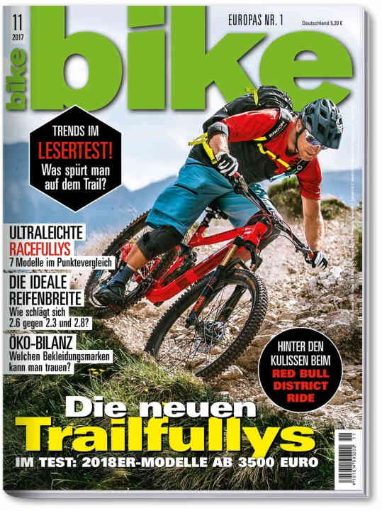    BIKE 11/2017 gibt's ab 4. Oktober am Kiosk, im <a href="http://www.delius-klasing.de/zeitschriften" target="_blank" rel="noopener noreferrer">DK-Onlineshop</a>  und als                  Digital-Ausgabe  für alle Endgeräte.