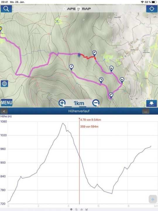   The elevation profile from ApeMap