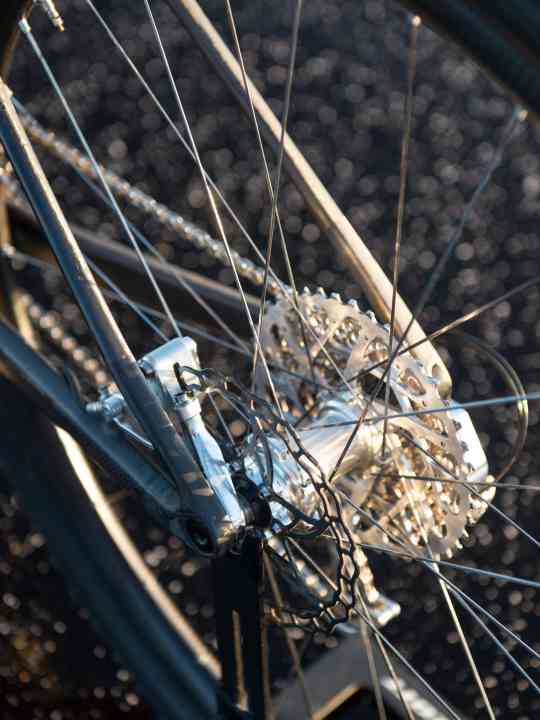   The XX1 cassette on the right, the HyperBoost hub from Extralite in the centre and the Piccola brake caliper with Ashima Ai2 discs on the left.