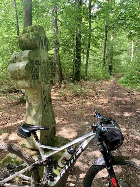 Am Steinernen Kreuz auf dem Weg zum Vollberg.