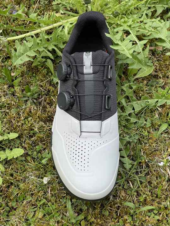 A high, stiff toe cap protects the feet