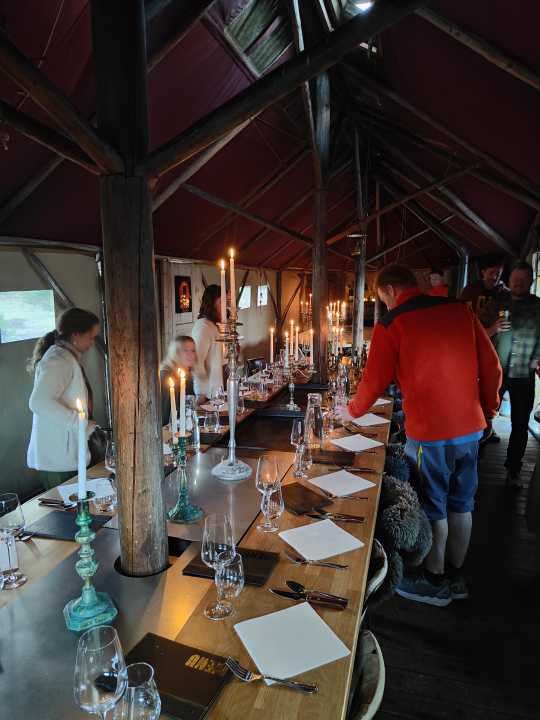 It's time for dinner and the Canvas Camp serves a delicious meal.