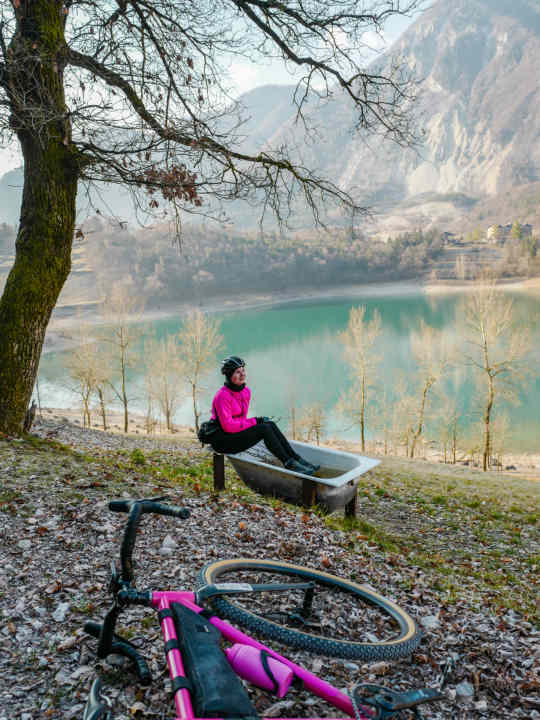 ... then you're at Lake Tenno. We actually wanted to take an ice bath, but the water in the tub was frozen.