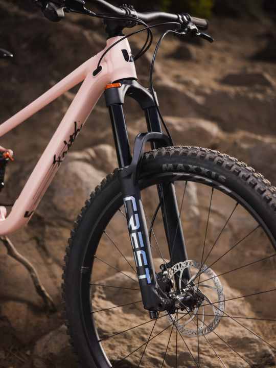 Die hauseigene Giant Federgabel Crest hat 140 mm Federweg am Faith.