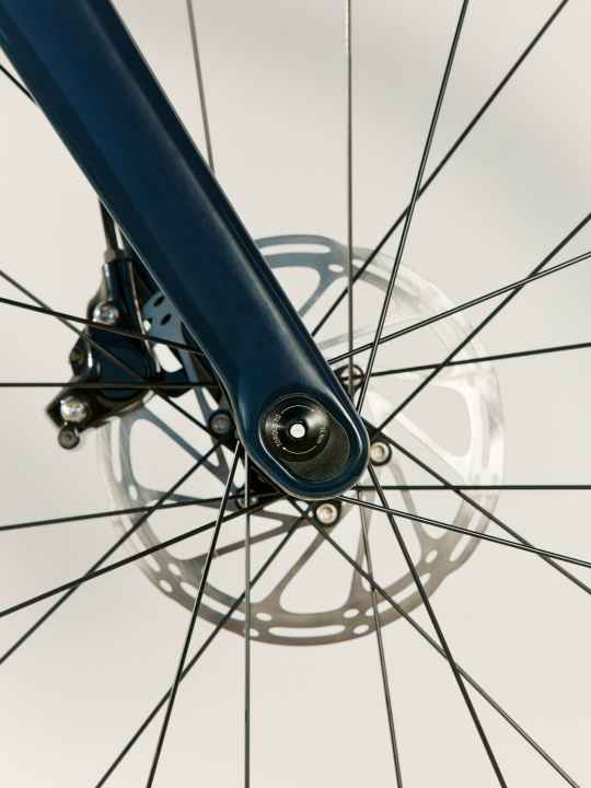 Durch die variable Achsaufnahme an der Gabel lässt sich das Lenkverhalten des Rouvida ans Terrain anpassen.