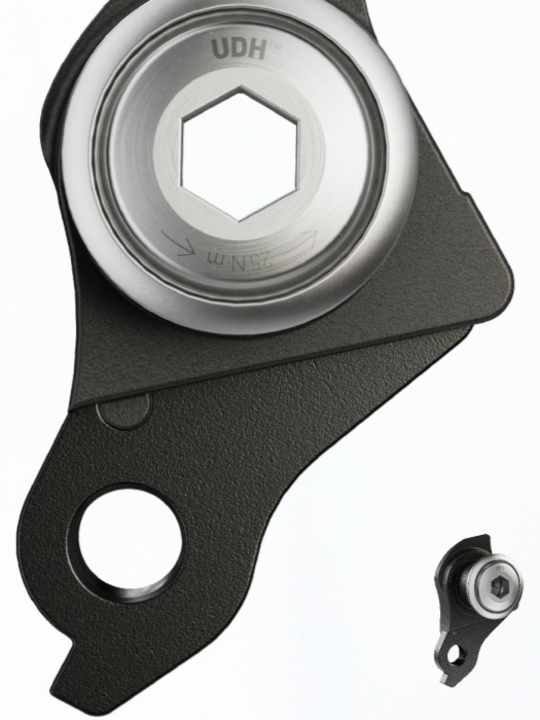 The bolt on the revised UDH derailleur hanger is silver instead of black.