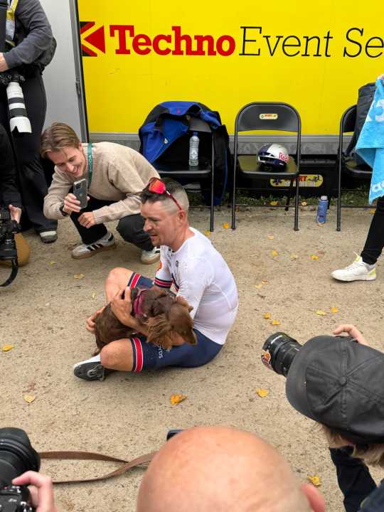 Tom Pidcock at the finish