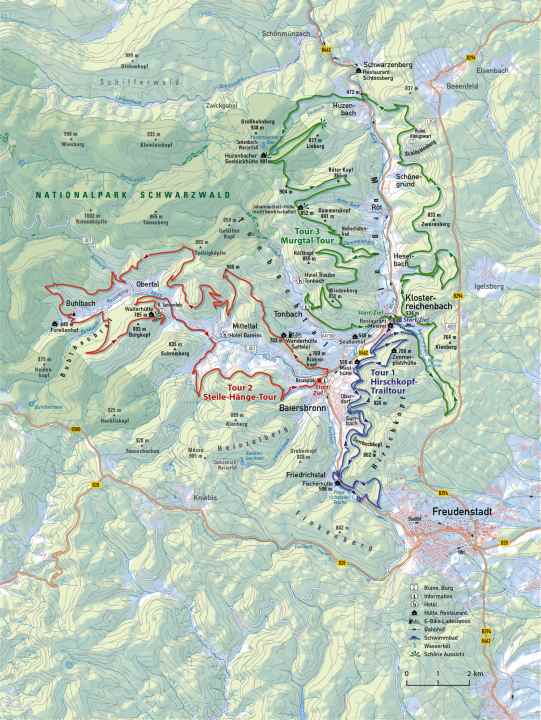   We present the three best trail tours in our Baiersbronn mini-guide. The GPS data for all eleven tours around the northern Black Forest spot are available in a <a href="https://www.baiersbronn.de/de-de/tourenguide-die-app-fuer-baiersbronn" target="_blank" rel="noopener noreferrer nofollow">free tour app</a> for Android and iOS.