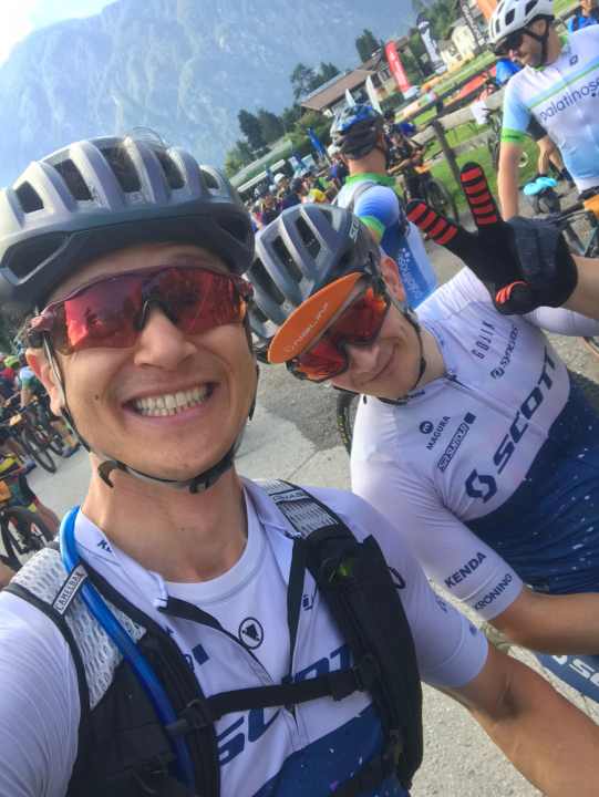   David and Torsten before the start of the first stage 