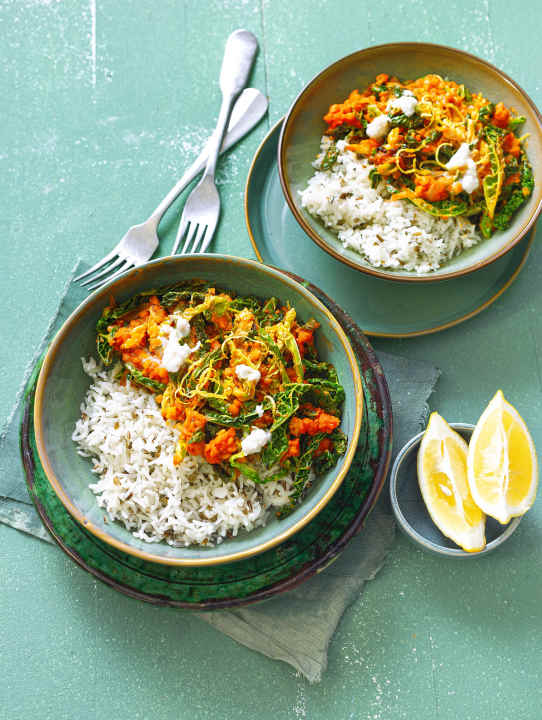 Rice is considered easy to digest. However, the body needs a little longer to process the cabbage side dish.