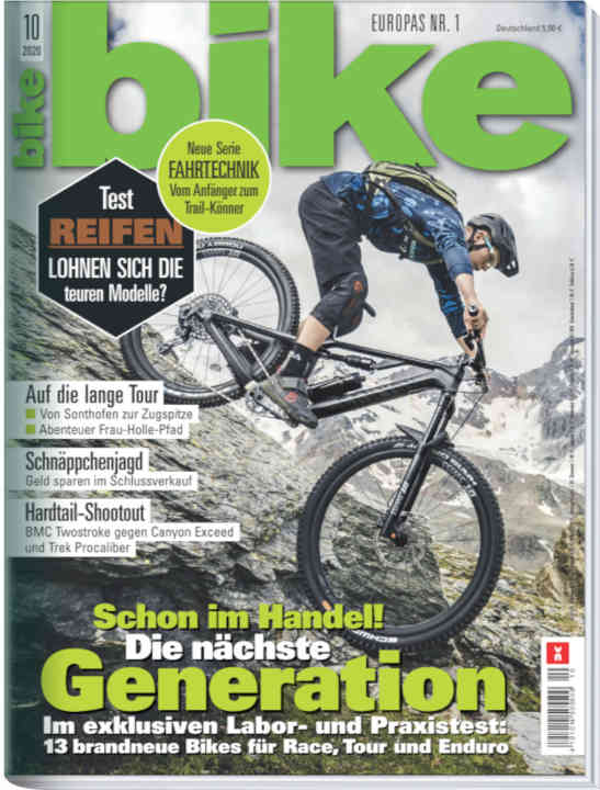 Get BIKE 10/2020 with our focus on "New products 2021". Order the latest <a href="https://shop.delius-klasing.de/zeitschriften/radsport/bike/einzelheft/" target="_blank" rel="noopener noreferrer">BIKE for free delivery to your home</a>, or choose the digital edition for €4.49 in the BIKE app for your <a href="https://apps.apple.com/at/app/dk-magazin-kiosk/id1588235359" target="_blank" rel="noopener noreferrer nofollow">iOS device</a> or <a href="https://play.google.com/store/apps/details?id=delius.klasing.android" target="_blank" rel="noopener noreferrer nofollow">Android tablet</a>. You can read <a href="https://shop.delius-klasing.de/zeitschriften/radsport/bike/?selected_product=KP0005831p" target="_blank" rel="noopener noreferrer">BIKE with a subscription</a> particularly cheaply and conveniently.