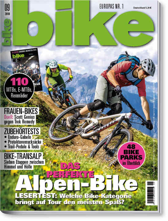    BIKE 9/2018 + an extra 64-page novelty special. The magazine is available at newsagents until 3 September and also in our <a href="http://www.delius-klasing.de/zeitschriften" target="_blank" rel="noopener noreferrer">online shop</a> and as a digital edition for all devices.