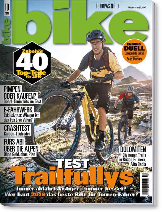    BIKE 10/2018 - in stores from 4 September. The magazine is available at newsagents until 8 October and also in our <a href="http://www.delius-klasing.de/zeitschriften" target="_blank" rel="noopener noreferrer">online shop</a> and as a digital edition for all devices.