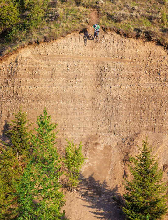 Run-up: zero. Height: crazy. Landing: way too soft. Brage Vestavik jumps the infamous Jah Drop in Kamloops, British Columbia in May 2023.