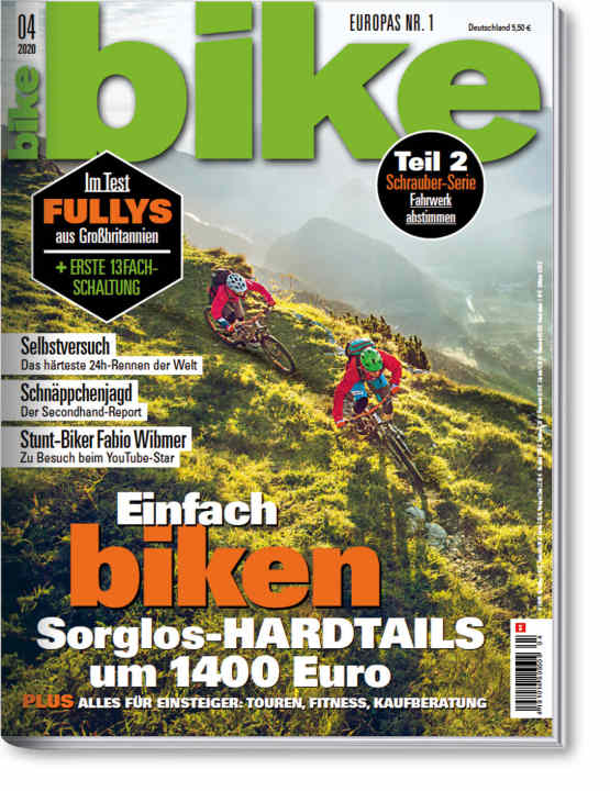    BIKE 4/2020 - in stores from 3 March. You can get the new BIKE as a <a href="en/profiles/1669d931deeb/editions" rel="noopener noreferrer">digital edition</a> for smartphone and tablet or as a printed magazine at newsagents and in our <a href="https://www.delius-klasing.de/zeitschriften" target="_blank" rel="noopener noreferrer">online shop</a> - while stocks last. <a href="magazin/heft_archiv/heftvorschau/a43330.html" rel="noopener noreferrer">Here are the top topics: CLICK</a>