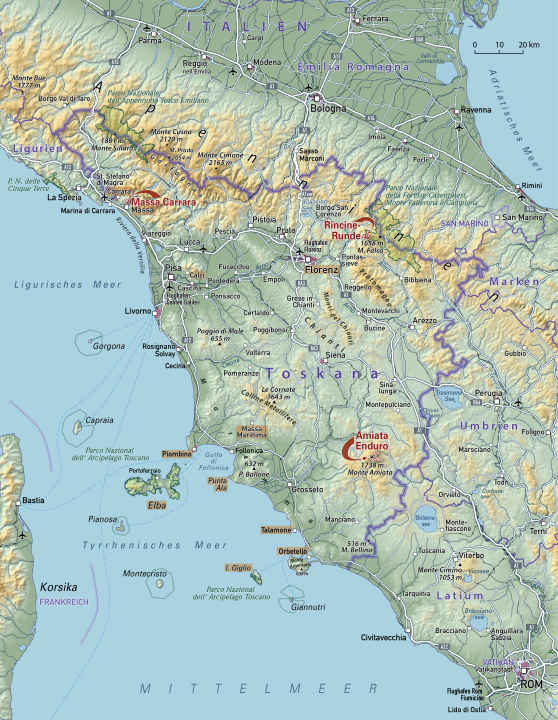  The Tuscany spots in the overview map