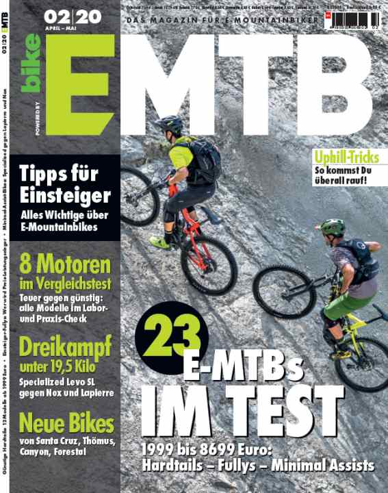   You can download this article or the entire EMTB 1/2020 issue in the EMTB app (<a href="https://itunes.apple.com/de/app/emtb-das-magazin-fur-e-mountainbiker/id1079396102?mt=8" target="_blank" rel="noopener noreferrer nofollow">iTunes</a> and <a href="https://play.google.com/store/apps/details?id=en.delius_klasing.emtb" target="_blank" rel="noopener noreferrer nofollow">Google Play</a> ) or order the edition in the <a href="https://www.delius-klasing.de/emtb-02-2020-emb-2020-02" target="_blank" rel="noopener noreferrer">DK-Shop</a> .