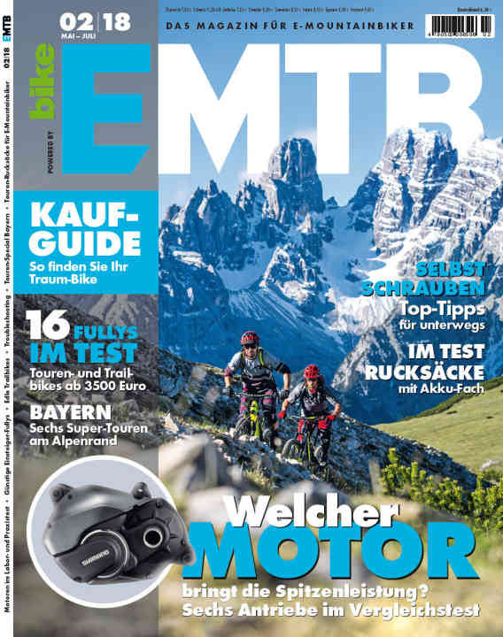 You can download this article and the entire EMTB 2/2018 issue from the EMTB app (<a href="https://itunes.apple.com/de/app/emtb-das-magazin-fur-e-mountainbiker/id1079396102?mt=8" target="_blank" rel="noopener noreferrer nofollow">iTunes</a> and <a href="https://play.google.com/store/apps/details?id=en.delius_klasing.emtb" target="_blank" rel="noopener noreferrer nofollow">Google Play</a> ) or reorder the edition in the <a href="https://www.delius-klasing.de/emtb-02-2018-emb-2018-02" target="_blank" rel="noopener noreferrer">DK-Shop</a> .