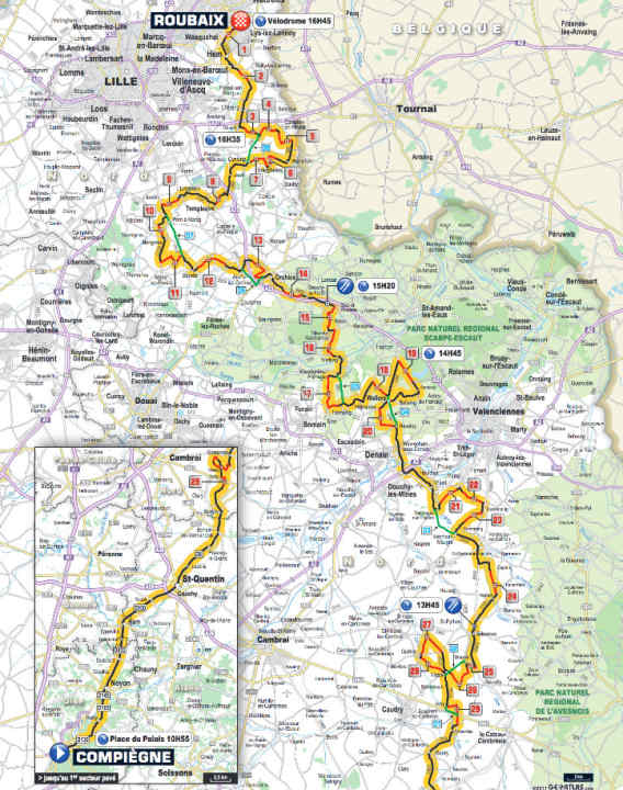   Parcours Paris-Roubaix 2017
