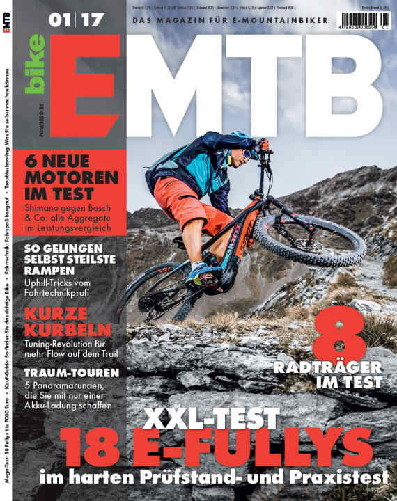 You can download this article and the entire EMTB 1/2017 issue from the EMTB app (<a href="https://itunes.apple.com/de/app/emtb-das-magazin-fur-e-mountainbiker/id1079396102?mt=8" target="_blank" rel="noopener noreferrer nofollow">iTunes</a> and <a href="https://play.google.com/store/apps/details?id=en.delius_klasing.emtb" target="_blank" rel="noopener noreferrer nofollow">Google Play</a> ) or reorder the edition in the <a href="https://www.delius-klasing.de/emtb-1-2017-emb-2017-1" target="_blank" rel="noopener noreferrer">DK-Shop</a> .