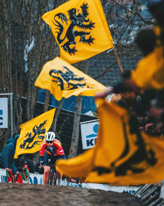 Flanders victory: Belgian rider Lotte Kopecky breaks away from the peloton in the Tour of Flanders and rides alone towards the finish in Oudenaarde.