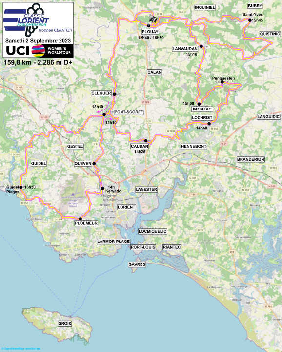 The route of the Classic Lorient Agglomération - Trophée Ceratizit women's race