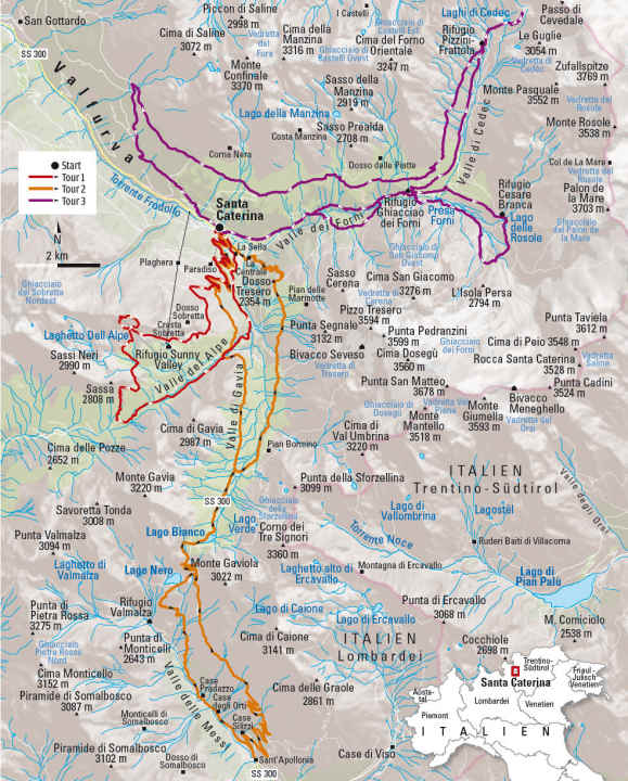   The three tours around Santa Caterina at a glance