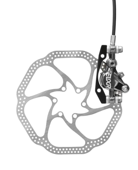   Avid Elixir 9 brake caliper in grey anodised with new brake disc.
