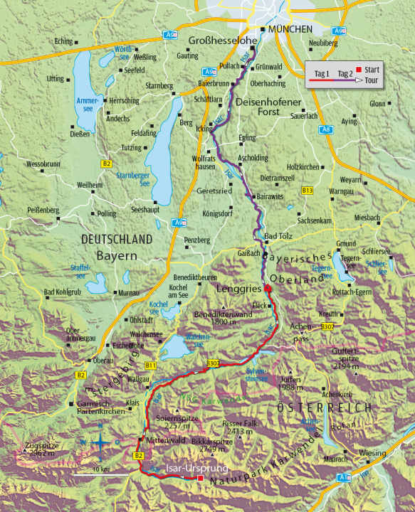   2-Tages-Tour vom Isar-Ursprung nach München